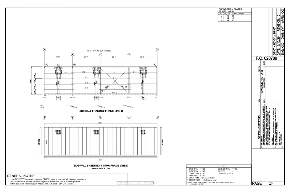 60' x 80' x 20' clear-span steel building package by Hybrid Steel Buildings - photo 11