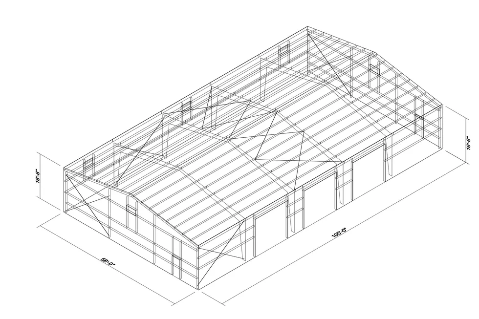 58' x 105' x 16.5' clear-span steel building package by Hybrid Steel Buildings - photo 1