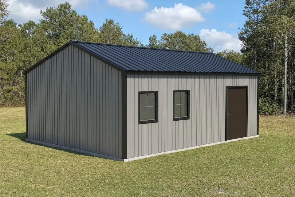 20' x 30' x 9' clear-span steel building package by Hybrid Steel Buildings