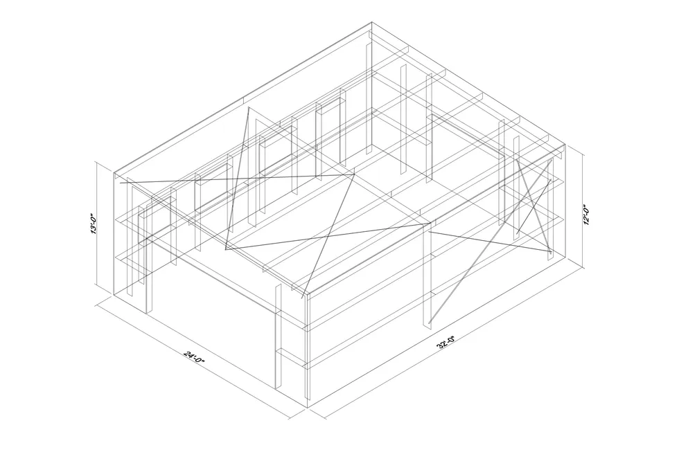 24' x 32' x 12-13' clear-span steel building package by Hybrid Steel Buildings - photo 1