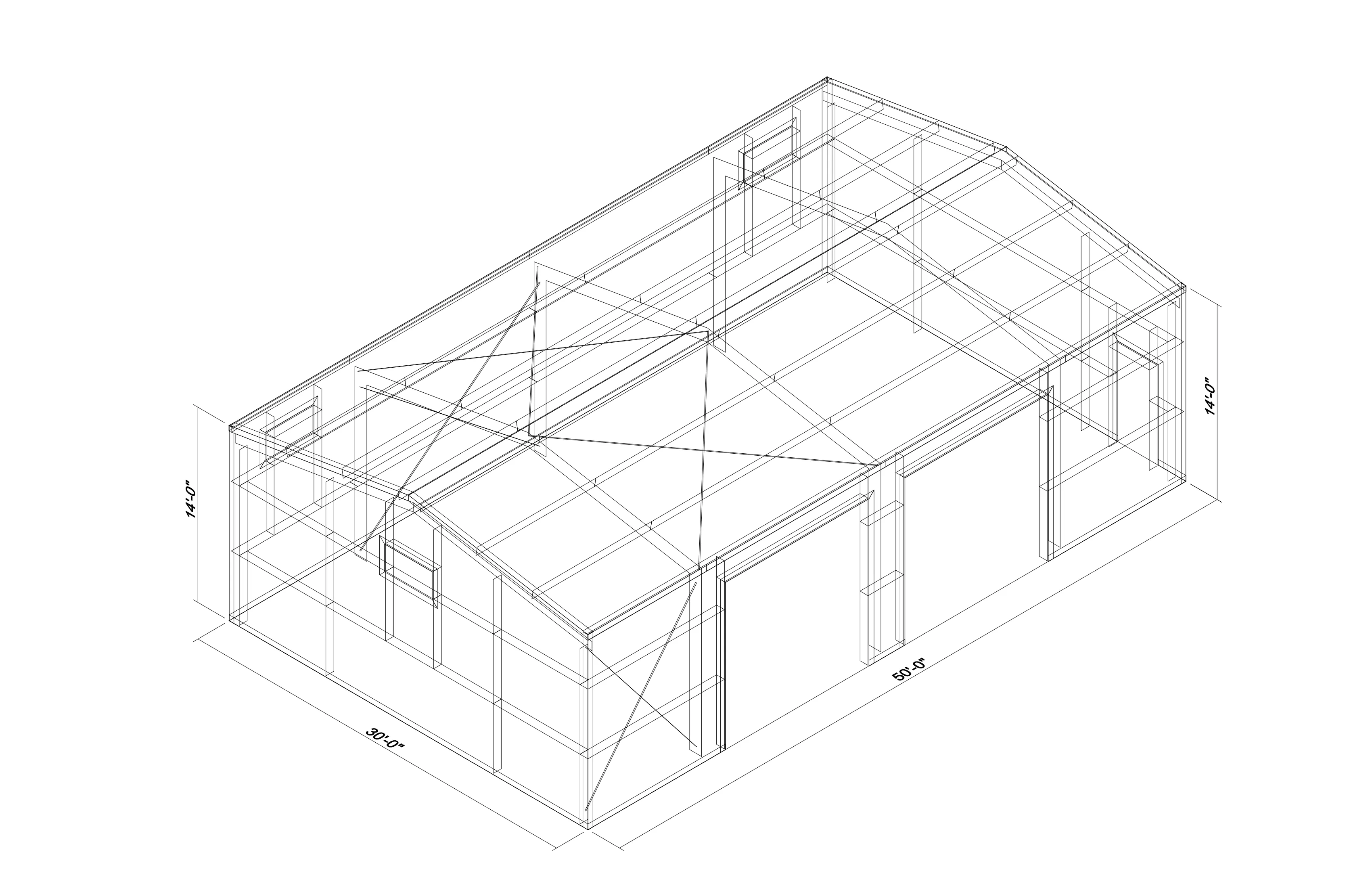 30' x 50' x 14' clear-span steel building package by Hybrid Steel Buildings