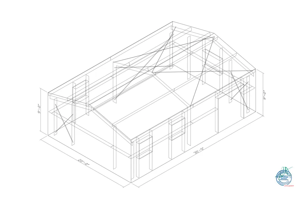 20' x 30' x 9' clear-span steel building package by Hybrid Steel Buildings - photo 1