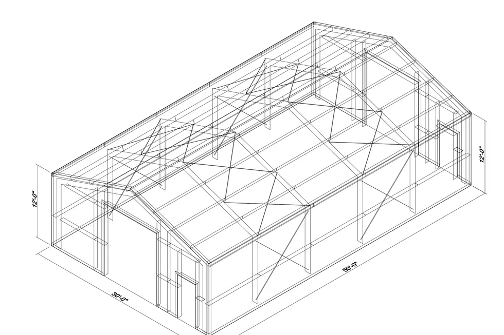 30' x 50' x 12' clear-span steel building package by Hybrid Steel Buildings - photo 1