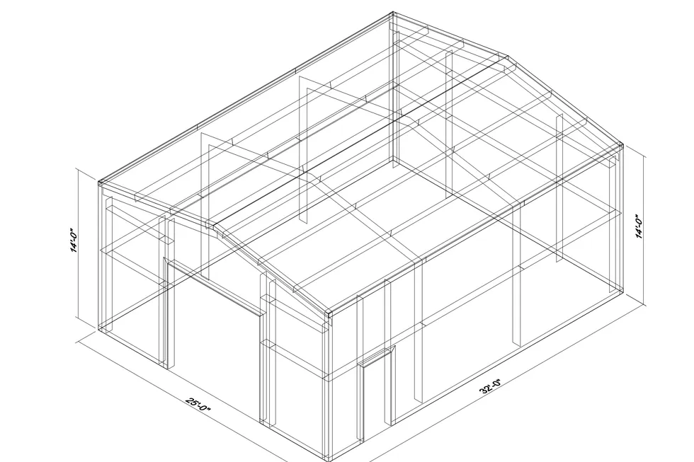 25' x 32' x 14' clear-span steel building package by Hybrid Steel Buildings - photo 1