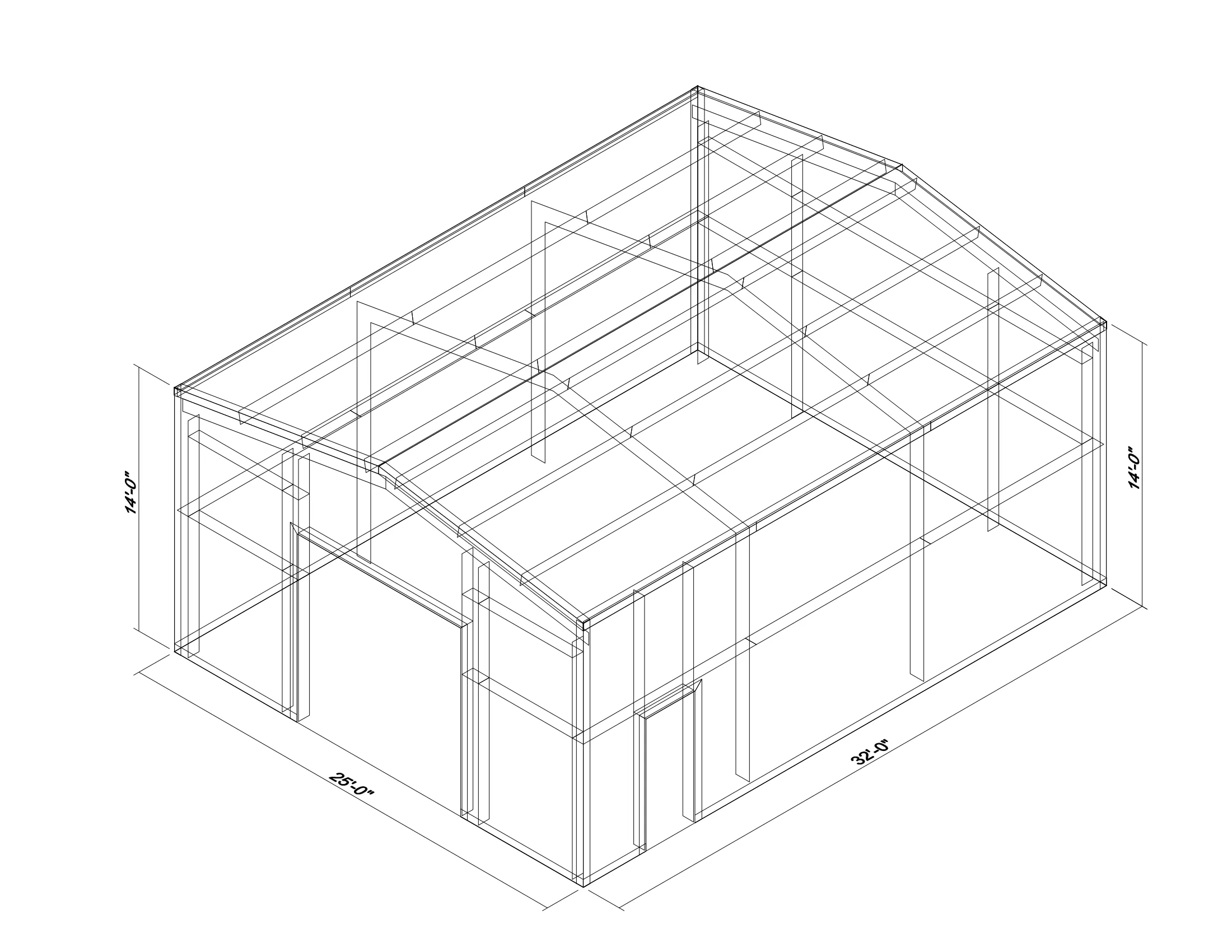 25' x 32' x 14' clear-span steel building package by Hybrid Steel Buildings