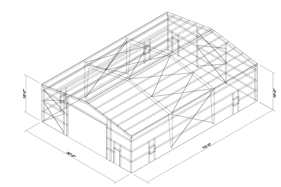 50' x 70' x 18' clear-span steel building package by Hybrid Steel Buildings - photo 1