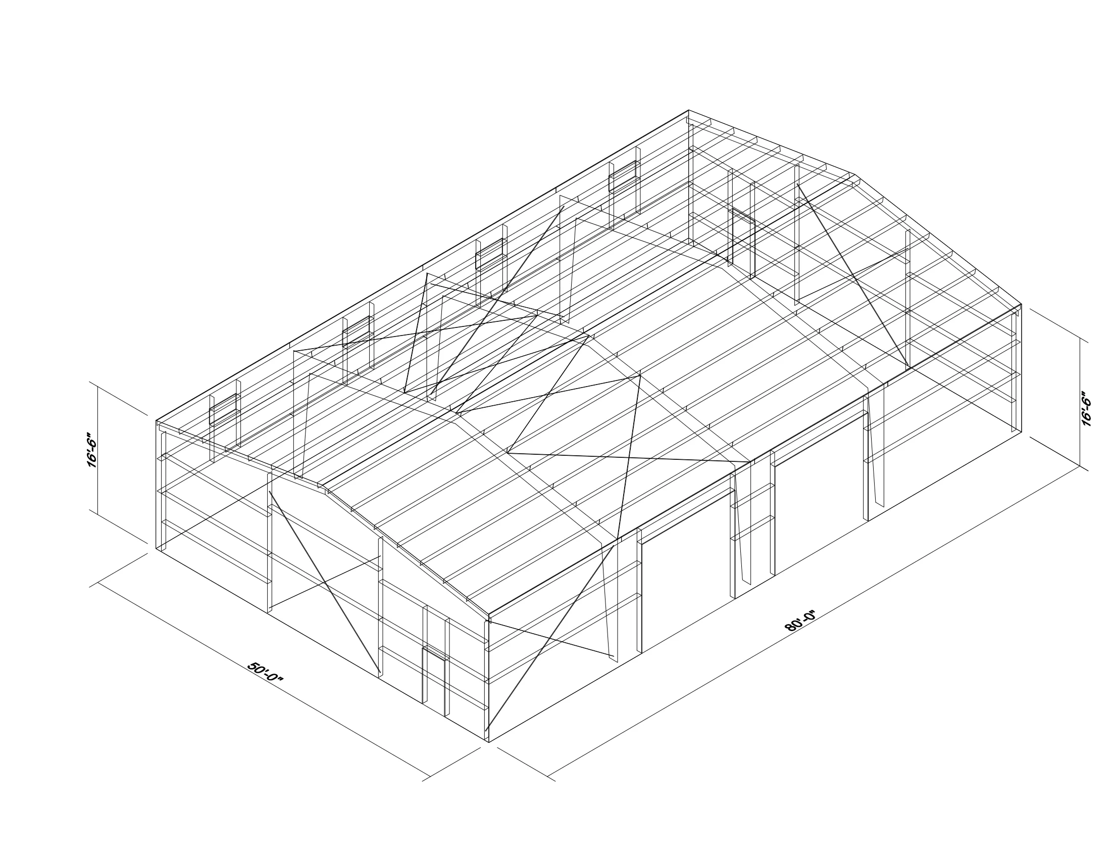 50' x 80' x 16.5' clear-span steel building package by Hybrid Steel Buildings