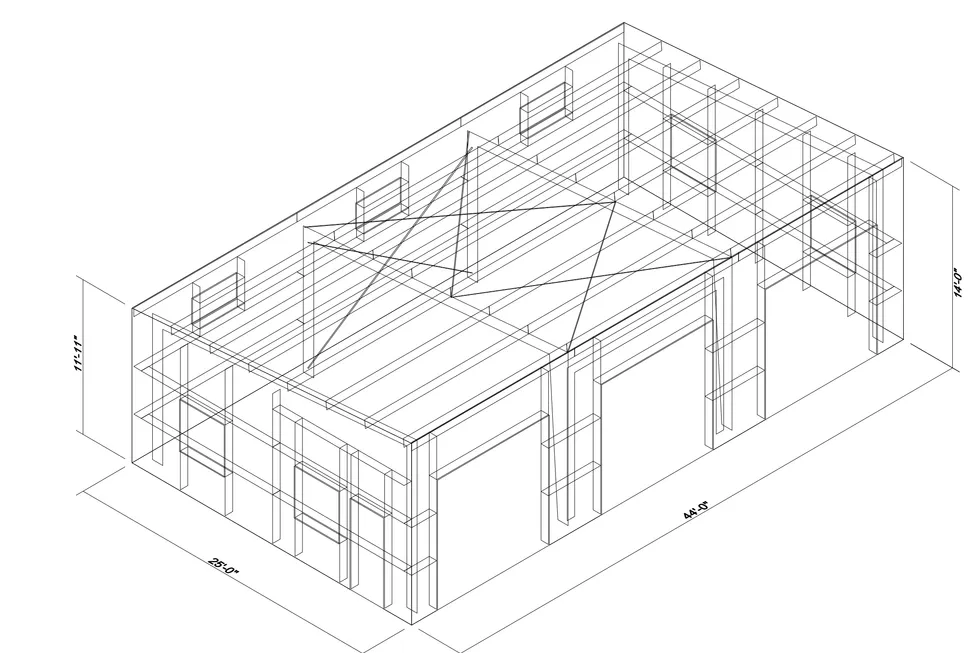 25' x 44' x 14' clear-span steel building package by Hybrid Steel Buildings - photo 1