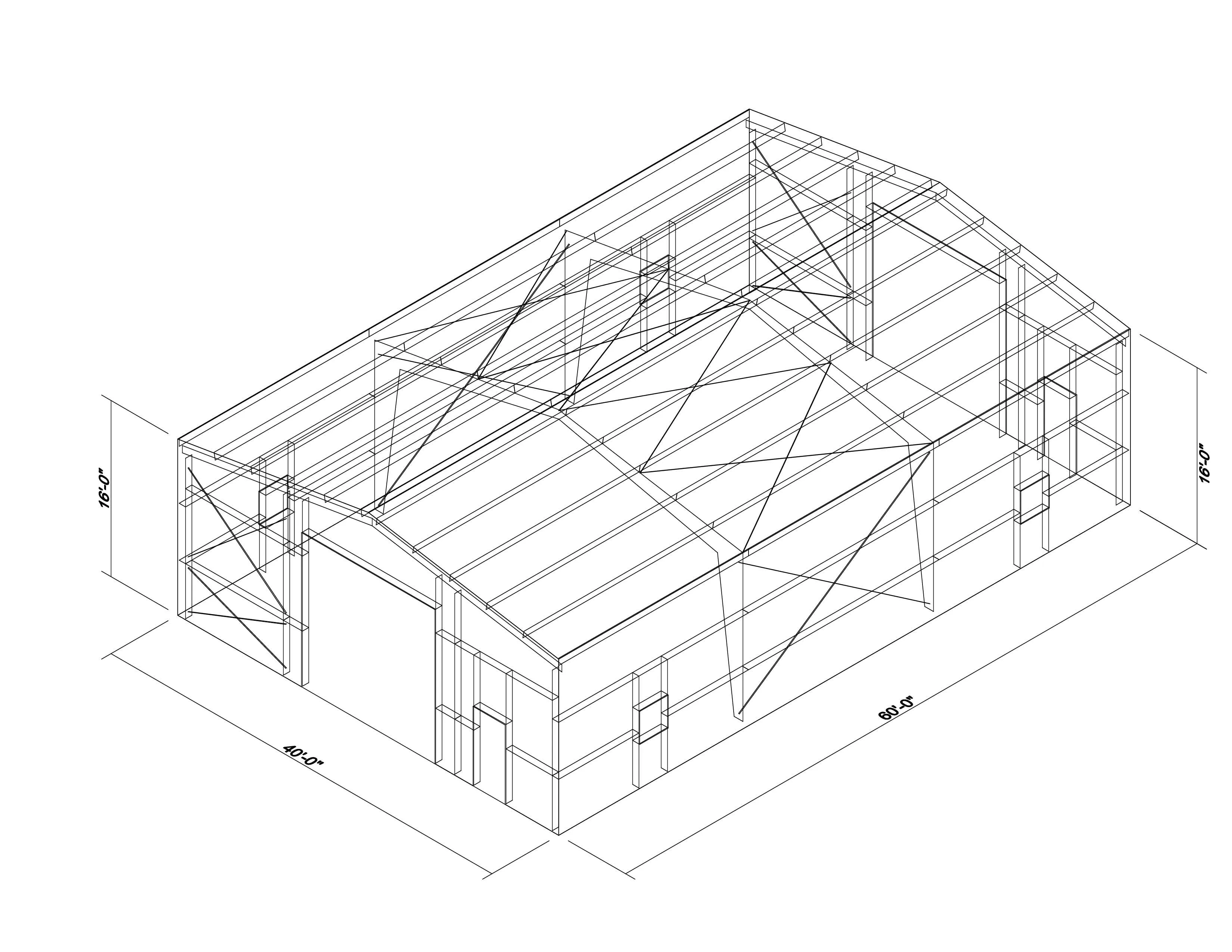 40' x 60' x 16' clear-span steel building package by Hybrid Steel Buildings